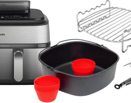Philips 5000 Series Dual Basket NA555/00 + Dubbellaagse kookset + Bakmeesterset