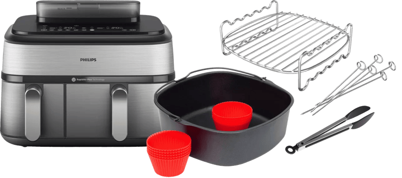 Philips 5000 Series Dual Basket NA555/00 + Dubbellaagse kookset + Bakmeesterset