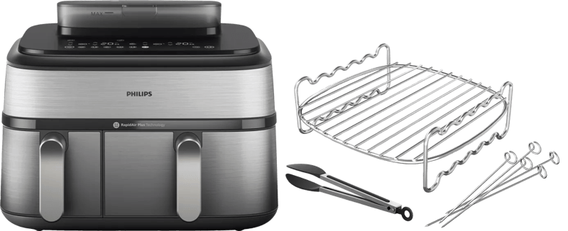 Philips 5000 Series Dual Basket NA555/00 + Dubbellaagse kookset