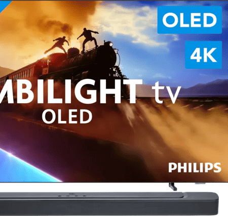 Philips Ambilight 48'' OLED760 4K (2025) + JBL Bar 2.1 Deep Bass MK2 Zwart