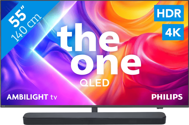 Philips Ambilight 55" PUS9000 QLED 4K (2025) + JBL Bar 300 MK2 Zwart