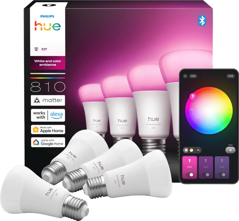 Philips Hue A60 White and Color E27 810lm 4-pack