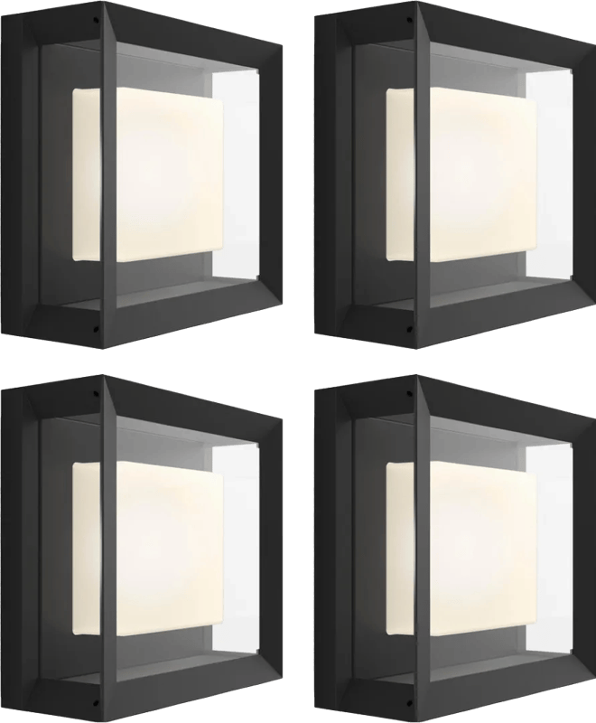 Philips Hue Econic muurlamp White and Color Zwart modern 4-pack