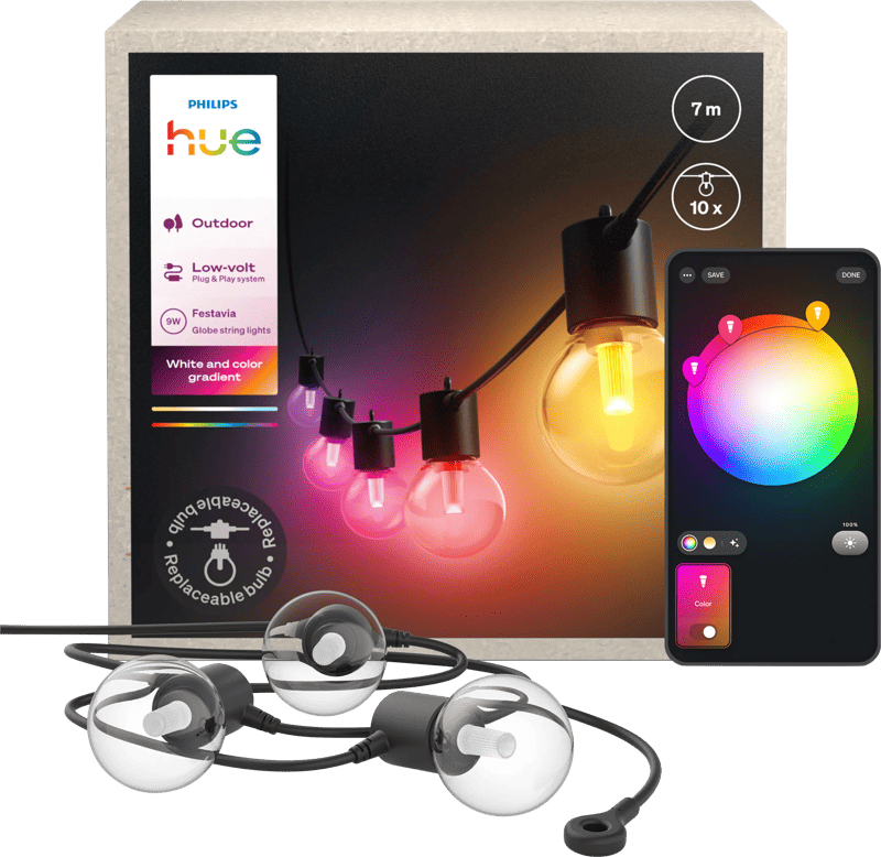 Philips Hue Festavia Globe Lichtsnoer - 7 meter - 10 lampen