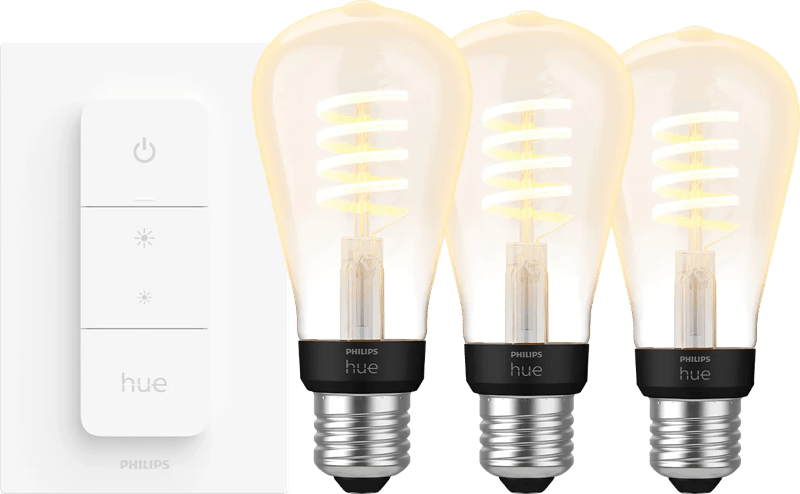 Philips Hue Filament White Ambiance Edison 3-pack + dimmer