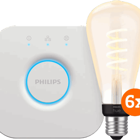 Philips Hue Filament White Ambiance Edison XL 6-Pack + Bridge