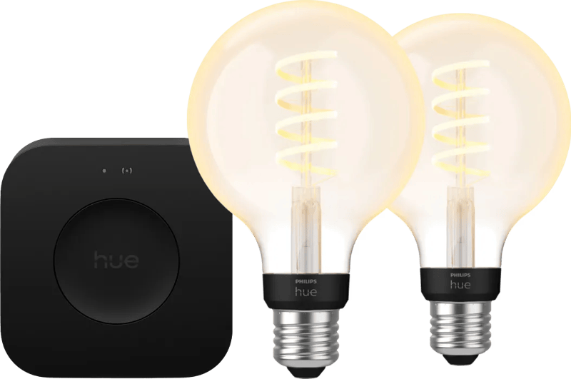 Philips Hue Filament White Ambiance Globe Duo pack + Bridge Pro