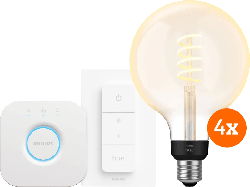 Philips Hue Filament White Ambiance Globe XL 4-Pack Startpakket