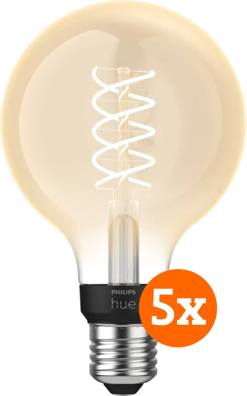 Philips Hue Filamentlamp White Globe E27 5-pack