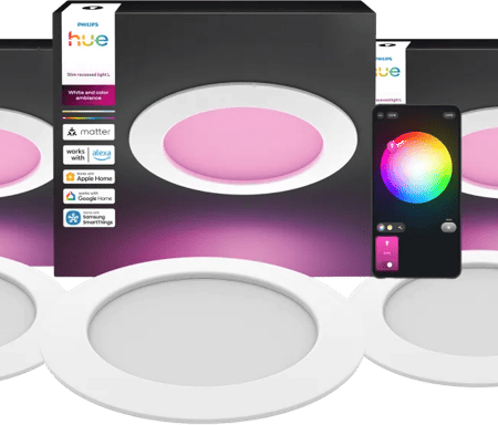 Philips Hue Inbouwspot Slim 3-Pack - White and Color - 170mm - Wit