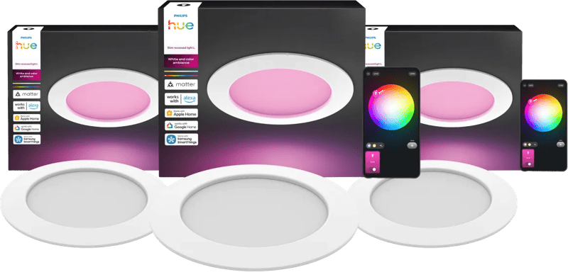 Philips Hue Inbouwspot Slim 3-Pack - White and Color - 170mm - Wit