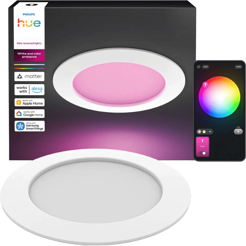 Philips Hue Inbouwspot Slim - White and Color - 170mm - Wit