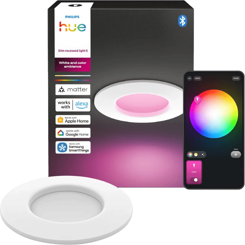 Philips Hue Inbouwspot Slim - White and Color - 90mm - Wit