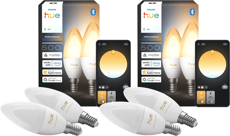 Philips Hue Kaarslamp White Ambiance E14 4-Pack