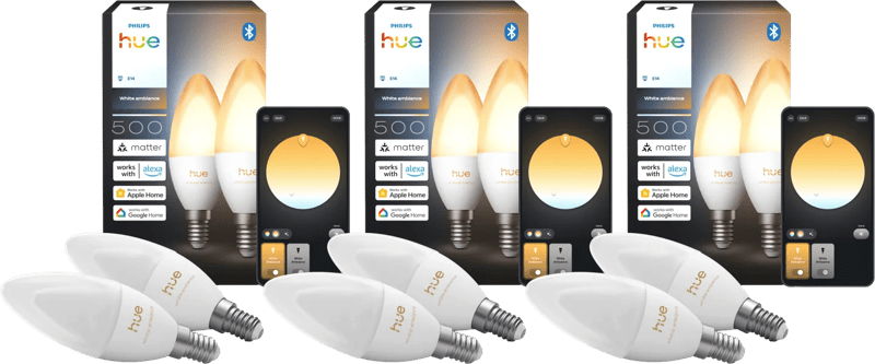 Philips Hue Kaarslamp White Ambiance E14 6-Pack