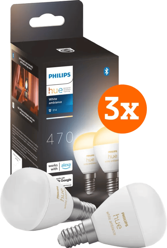 Philips Hue Luster kogellamp White Ambiance E14 6-pack