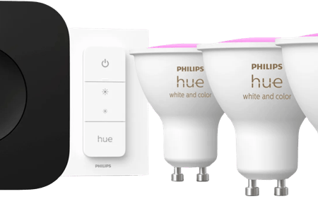 Philips Hue White and Color Starter Pack GU10 3-pack + Bridge Pro + dimmer