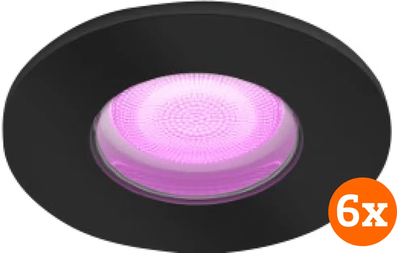 Philips Hue Xamento badkamer inbouwspot White and Color - Zwart - Rond 6-pack