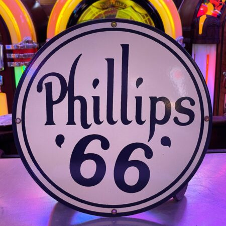 Phillips 66 Rond Emaille Bord - Jaren '80 Productie Sample - Ø30cm (Creme) | Phillips 66