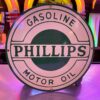Phillips Gasoline Motor Oil Emaille Bord - Production Sample - Jaren '80 - Ø30 cm (Creme) | Phillips 66