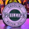 Phillips Gasoline Motor Oil Emaille Bord - Production Sample - Jaren '80 - Ø30 cm (Wit) | Phillips 66