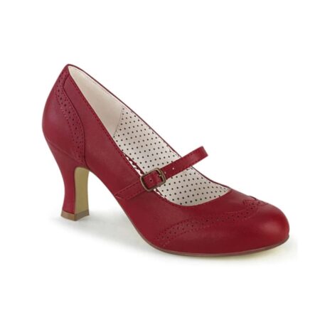 Pin Up Couture Pleaser Kitten Heel Flapper Pumps Red-42(EU)/12(US) | Pinup Couture