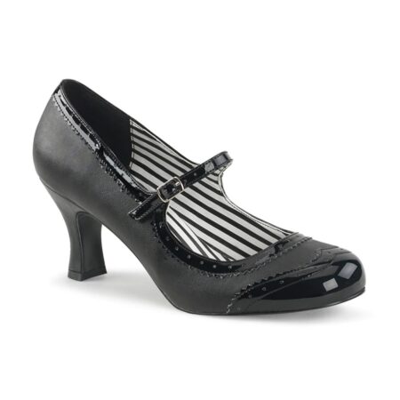 Pin Up Couture Pleaser Mary Jane Kitten Heel Pumps Lacquer Black-40EU/10US | Pinup Couture