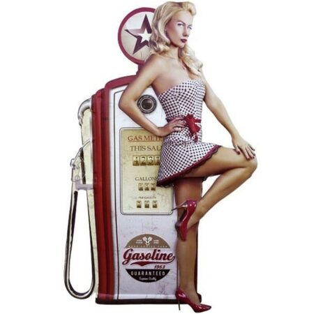 Pin-up Gas Pump Garage Gasoline Metalen Bord Met Relief XXL 55 x 83 cm | Fiftiesstore