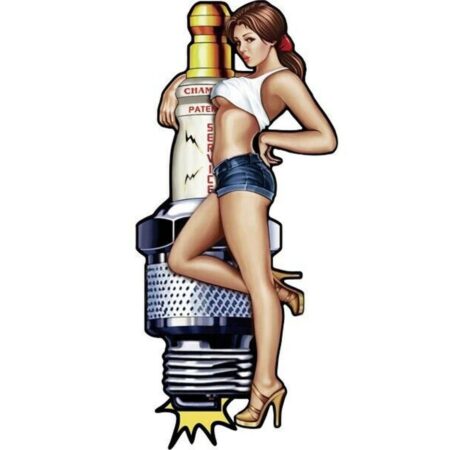 Pin-up Spark Plug Metalen Bord Met Relief XL 37 x 80 cm | Fiftiesstore