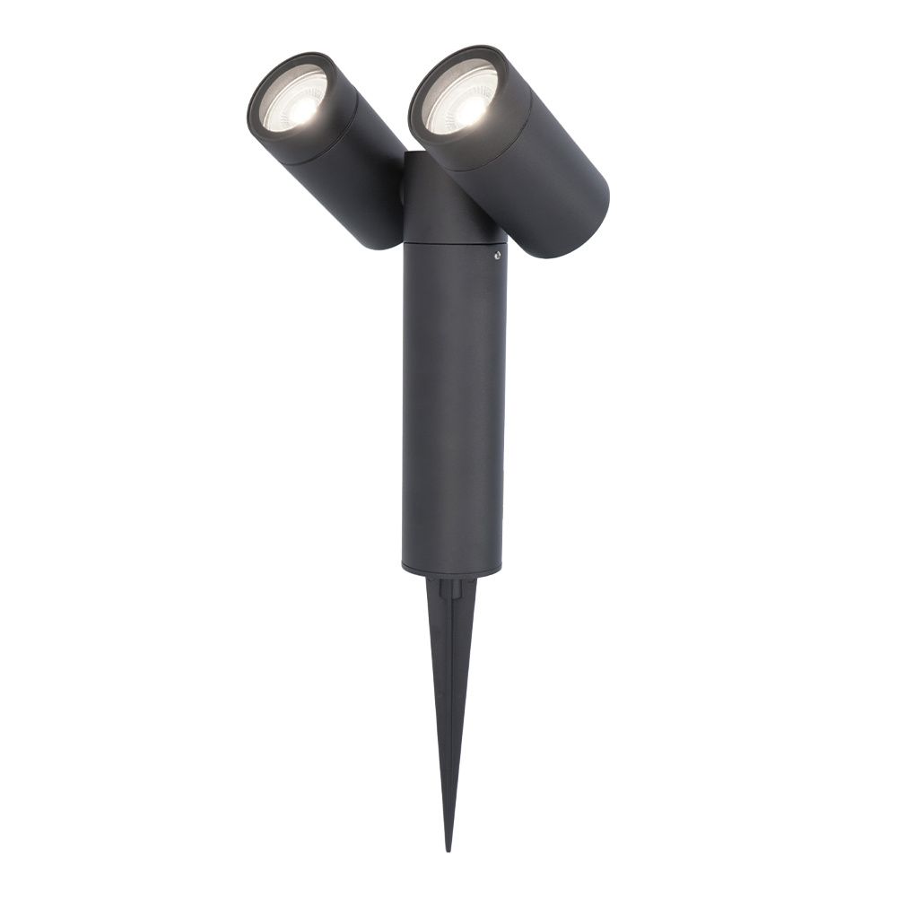 Pinero Dubbel LED prikspot - GU10 8 Watt 345 Lumen - Dimbaar - Kantelbaar - 6500K daglicht wit - IP64 Waterdicht - Zwart | HOFTRONIC