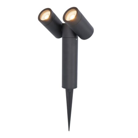Pinero Dubbel LED prikspot - Kantelbaar - Dimbaar - GU10 - IP65 waterdicht - Zwart - Tuinspot - Pinspot | HOFTRONIC