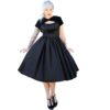 Pinup Couture Evelyn Satin Swing Dress Black-S | 54% korting | Pinup Couture
