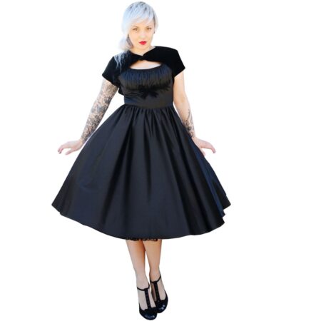Pinup Couture Evelyn Satin Swing Dress Black-S | 54% korting | Pinup Couture