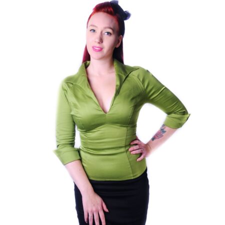 Pinup Couture Lauren Top Olive Green-XXXXL | 64% korting | Pinup Couture