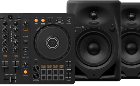 Pioneer DJ DDJ-FLX4 + Pioneer DJ HDJ-CUE1 + Pioneer DJ DM-50D-BT Zwart