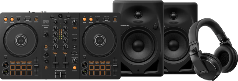 Pioneer DJ DDJ-FLX4 + Pioneer DJ HDJ-X5 Zwart + Pioneer DJ DM-50D Zwart