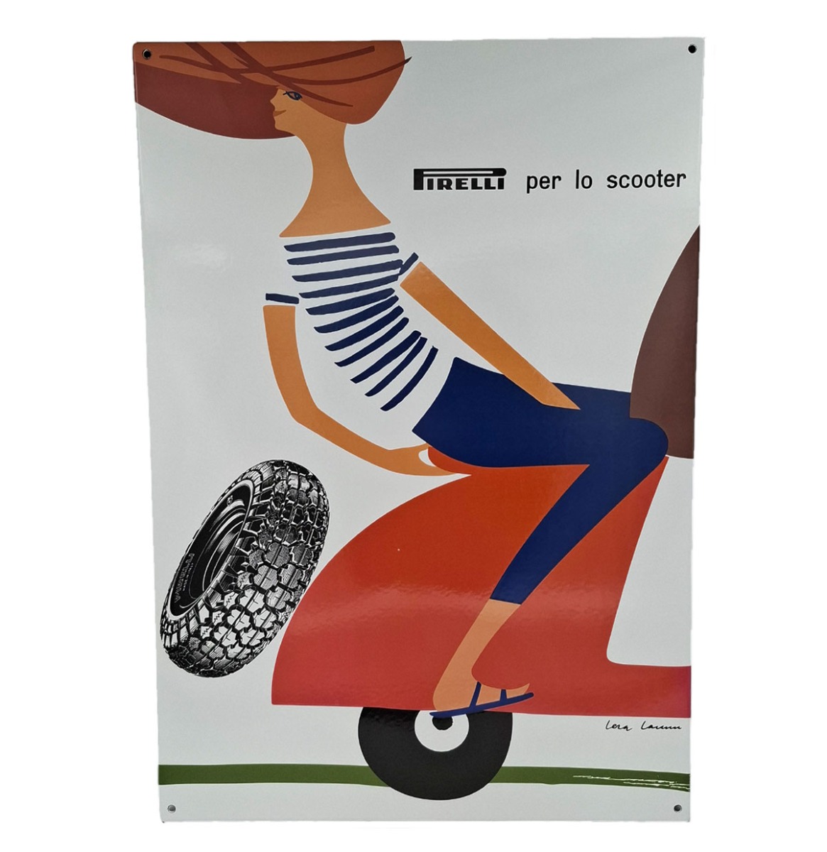 Pirelli Scooter Emaille Bord - 68 x 47cm | Pirelli