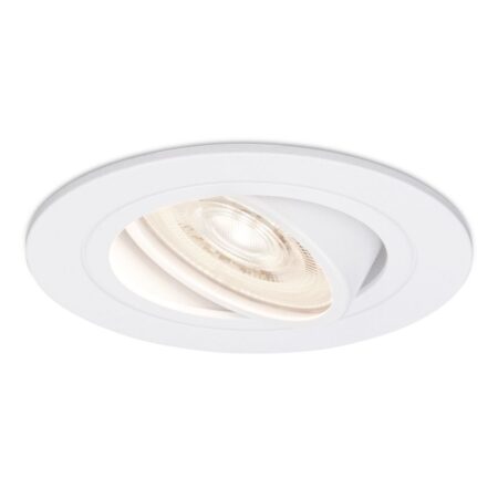 Pittsburg LED inbouwspot - 6W 570lm - GU10 LED Module - Extra plat - 4000K neutraal wit - Dimbaar - Rond - Kantelbaar - Voor binnen - Wit | HOFTRONIC