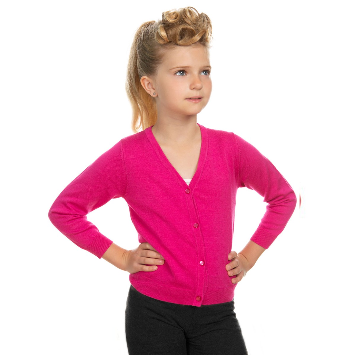 Plain Kids Cardigan Pink-11 - 12 Jaar | Hearts and Roses