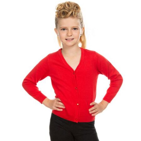 Plain Kids Cardigan Red-7 - 8 Jaar | Hearts and Roses