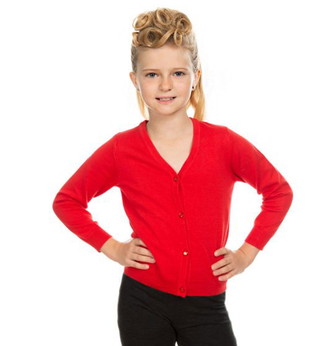 Plain Kids Cardigan Red-7 - 8 Jaar | Hearts and Roses