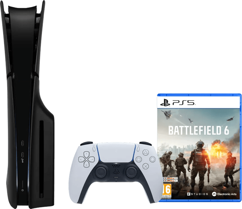 PlayStation 5 Slim Disc Edition + Battlefield 6 + Covers Zwart