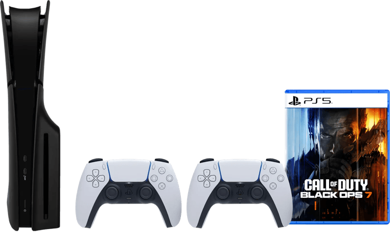 PlayStation 5 Slim Disc Edition + Black Ops 7 + Covers Zwart + Extra Controller Wit