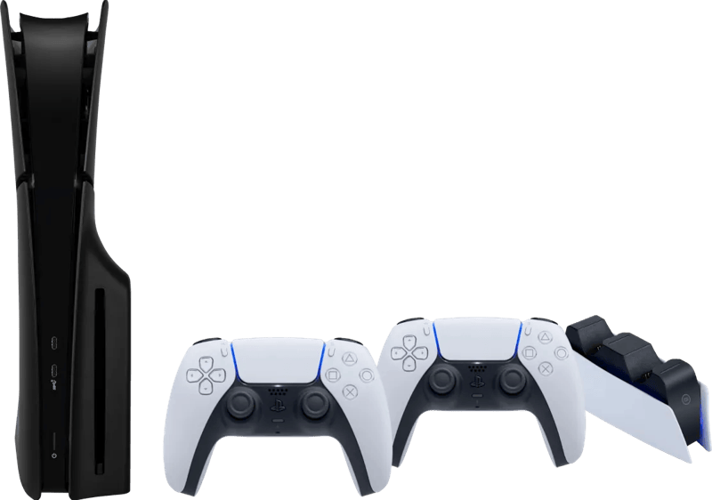 PlayStation 5 Slim Disc Edition + Covers Zwart + Extra Controller Wit + Oplaadstation