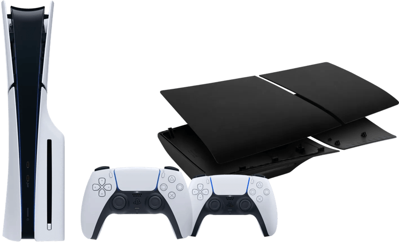 PlayStation 5 Slim Disc Edition + Covers Zwart + Extra Controller Wit