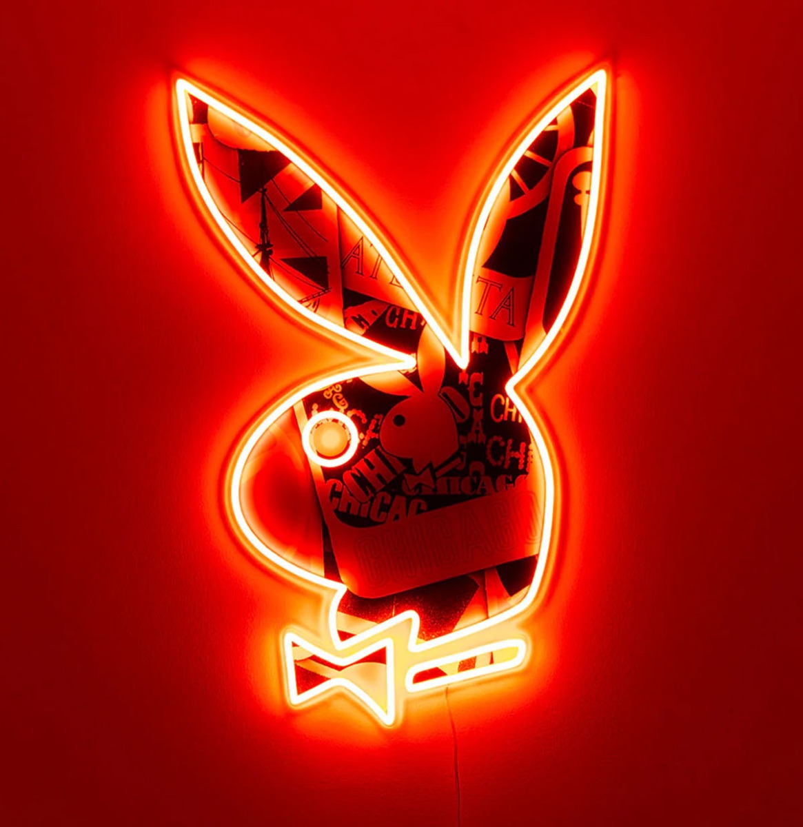 Playboy Collage Bunny - Wandbord Neon - Oranje LED | Playboy