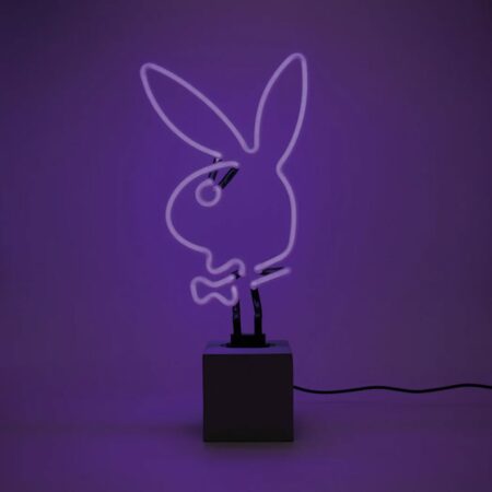 Playboy - Glas Neon " Playboy Bunny" Sign (Op Betonnen Basis) - Paars | Playboy