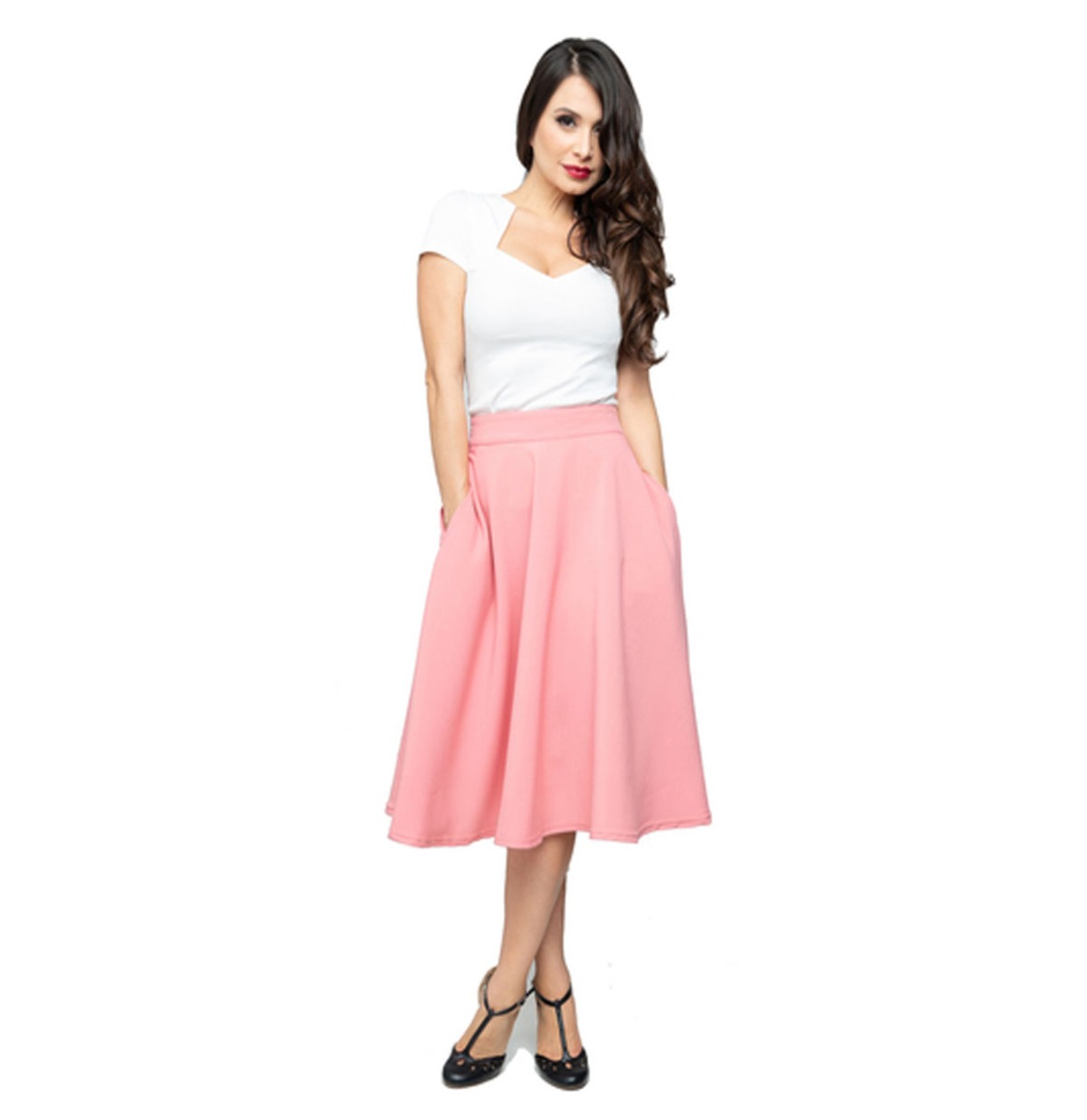Pocket High Waist Thrills Skirt Pink-XXXL | 31% korting | Rock Steady