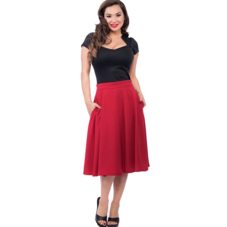 Pocket High Waist Thrills Skirt Red-S | Rock Steady