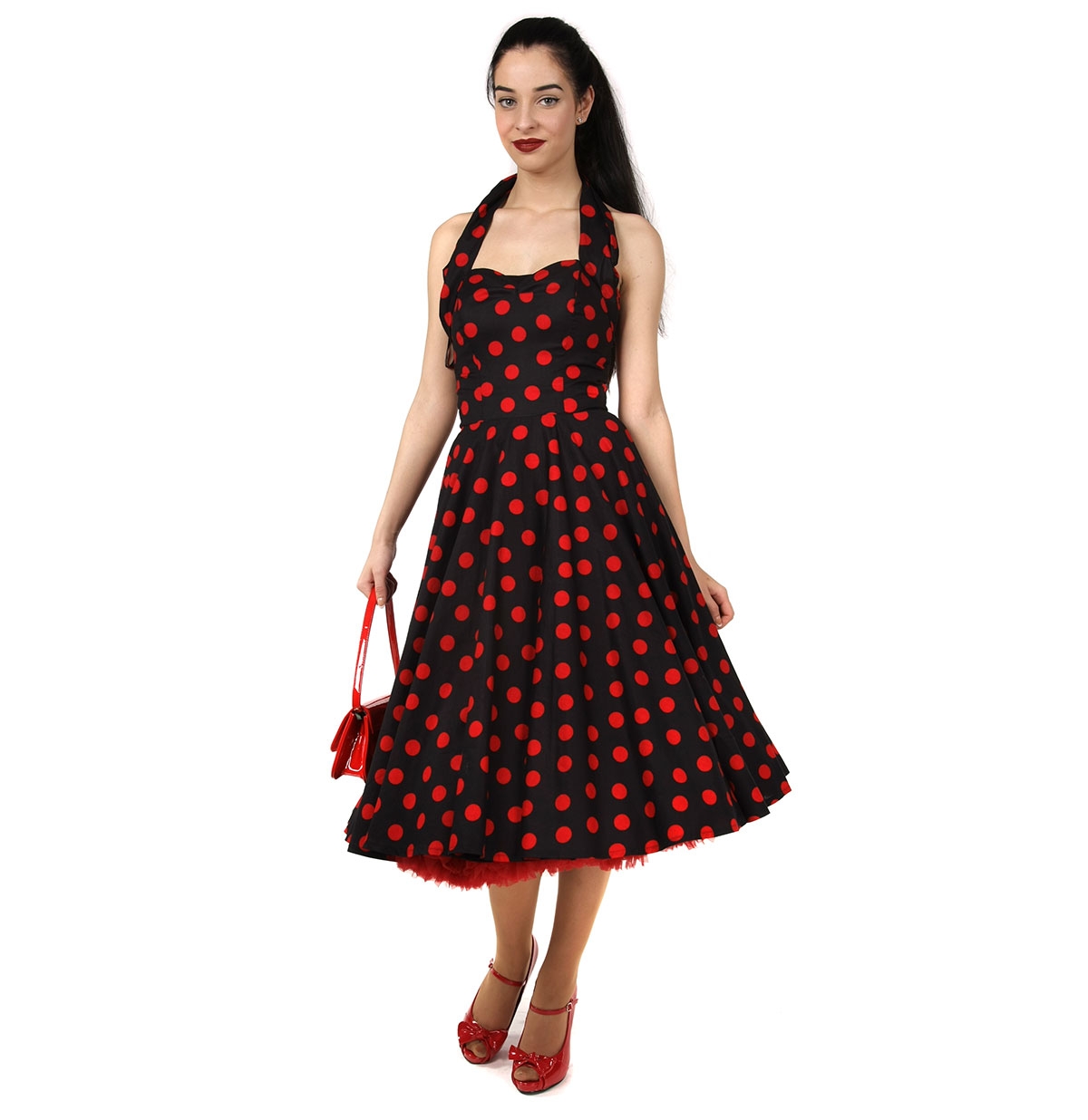 Polka Dress Black/Red-32 (NL)/ 6 (UK) | 32% korting | Vivien of Holloway